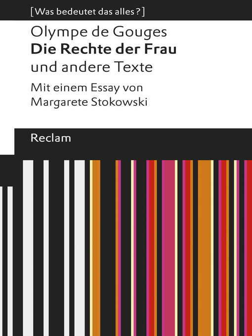 Title details for Die Rechte der Frau und andere Texte by Olympe de Gouges - Available